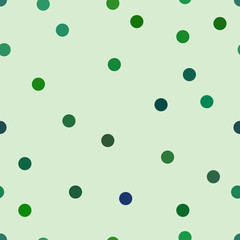 Small circles in soft green colors. Cute polka dot. Vector seamless pattern. 