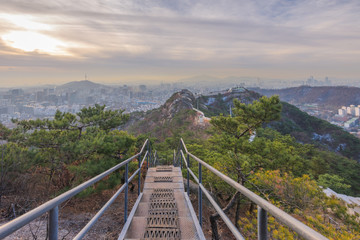  sun rises over of Seoul City,South Korea.