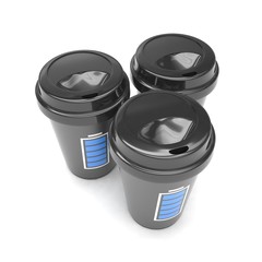 Three paper coffee cups