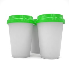 Three paper coffee cups