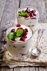 Yoghurt with pomegranate seeds