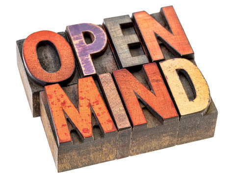 open mind in vintage wood type