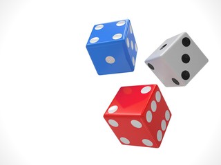 three dices on white