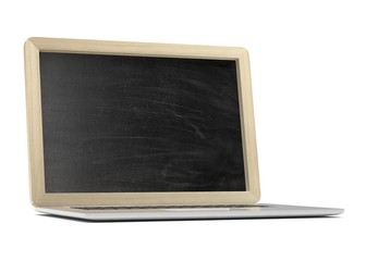 Fototapeta premium Laptop with chalkboard, online education concept