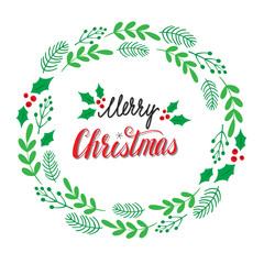 Hand drawn Christmas card template. Vector.