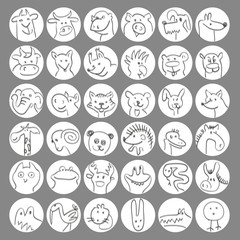 Avatars of hand drawn funny doodle animals