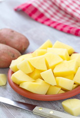 Raw cutted potatoes