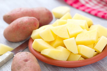 Raw cutted potatoes
