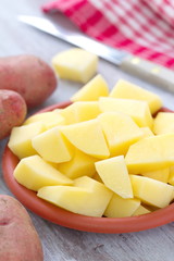 Raw cutted potatoes