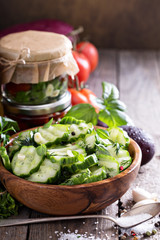 Homemade pickled cucumbers