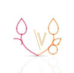 Abstract geometric linear hipster floral icon, frame design, flat style