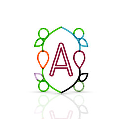 Abstract geometric linear hipster floral icon, frame design, flat style