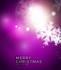 Fototapeta na wymiar Holiday purple abstract background, winter snowflakes, Christmas and New Year design template