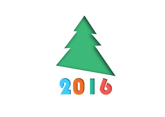 Fototapeta premium Christmas tree with the numbers 2016 on a white background