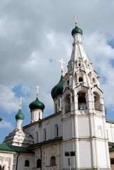 View of Church of Elijah the Prophet in Yaroslavl (Russia) famous by its original 17th century frescoes. Popular touristic landmark, UNESCO World Heritage Site.