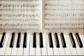 piano keys and music book