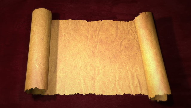 Unfolding Old Paper Scroll 3D 4K With Alpha Channel