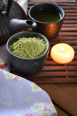 cups filled with Japanese tea