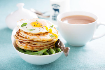 Savory cheese pancakes with egg