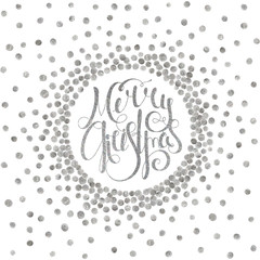 Silver calligraphic inscription Merry Christmas.