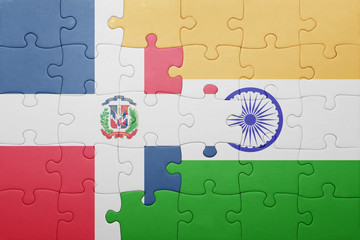 puzzle with the national flag of dominican republic and india