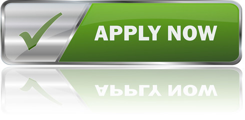 APPLY NOW / realistic modern glossy 3D vector eps banner in green with metallic border and checkmark