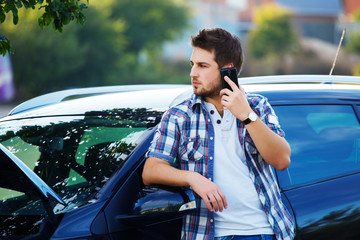 Desperate man calling for assistance after breaking down in a car