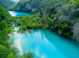 Fototapeta na wymiar Plitvice lakes of Croatia - national park in summer