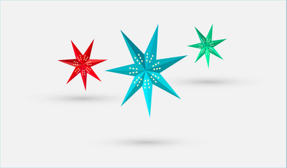 Obraz premium Christmas star. Colorful, festive garlands