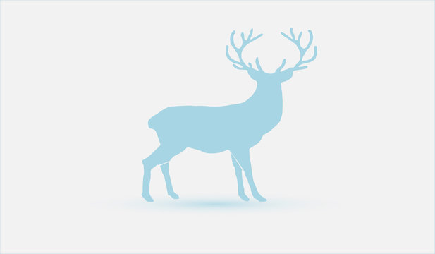 Christmas deer. Horned stag in minimalist design.