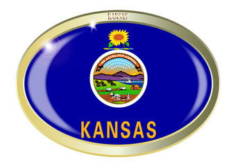 Kansas State Flag Oval Button