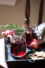 Mulled wine with cinnamon and star anise