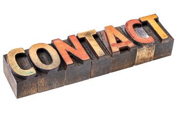 contact word in vintage wood type