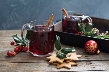 Mulled wine with cinnamon and star anise