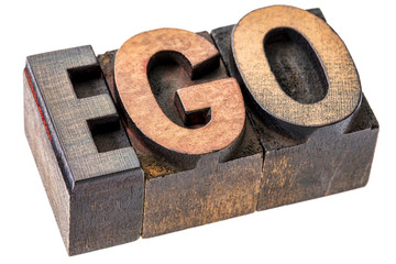 ego word in letterpress wood type