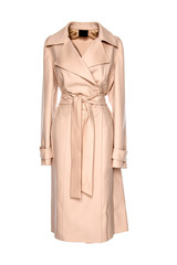 women's beige coat on a white background