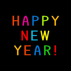 Happy New Year with multicolored letters