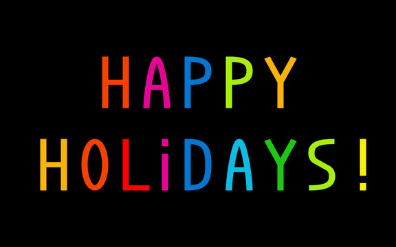 Happy Holidays with multicolored letters