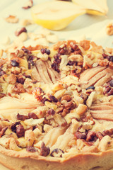 Pear tart with nuts and cottage cheese