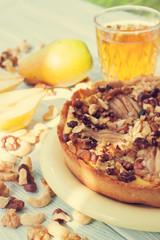Pear tart with nuts and cottage cheese