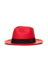 red straw hat isolated on white