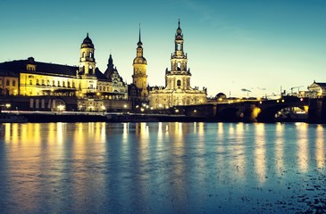 evening panorama of Dresden, Saxony, Germany