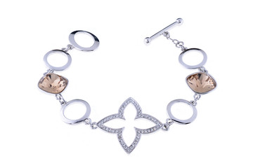 Fototapeta na wymiar silver bracelet with star on a white background