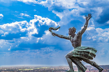 Statue with torch on Budapest
