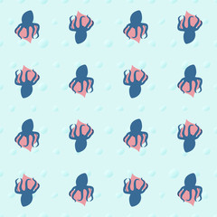 Naklejka premium Vector seamless pattern octopus wraps around the heart