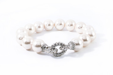 Bracelet of pearls isolated on white