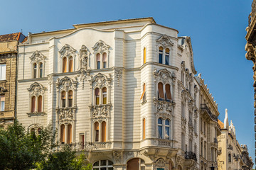 Streets and buildings of Budapest in Hungary