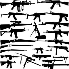 Weapon silhouettes collection - vector