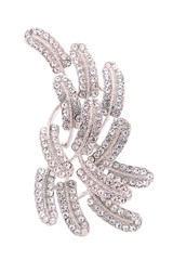 silver brooch with diamonds on a white background