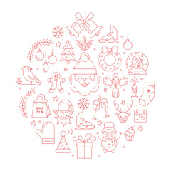 Unique vector concept with different christmas and new year celebration elements